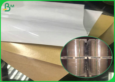 जंबो रोल पीई खाद्य पैकिंग के लिए एक तरफ भूरा / सफेद क्राफ्ट पेपर लेपित