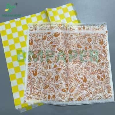 30gsm 40gsm हैमबर्गर खाद्य स्नैक्स के लिए पैकिंग पेपर बैग मोम लेपित तेल जलरोधी
