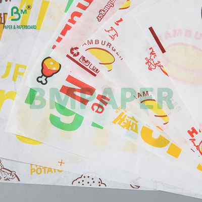 38gsm Greaseproof Hamburger खाद्य ग्रेड पैकेजिंग वोक पेपर प्रिंट करने योग्य