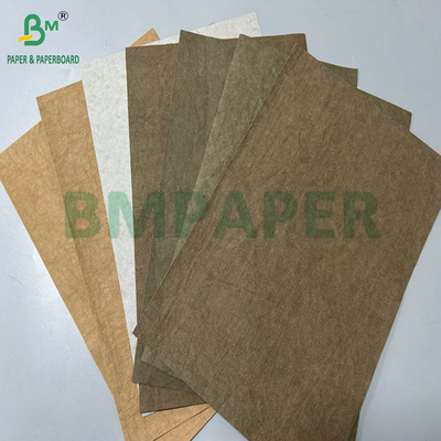 0.3 मिमी 0.55 मिमी 150 सेमी चौड़ाई ब्राउन झुर्रियां हाथ के बैग के लिए प्रीवाश क्राफ्ट कपड़े