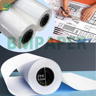 सफेद प्लॉटर पेपर चिकनी A0 A1 A2 आकार रोल अनकोटेड बॉन्ड पेपर