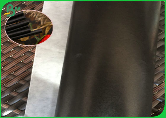 कॉफी या दूध चाय के लिए 60gsm एफएससी और एफडीए सर्टिफिकेट प्रिंट करने योग्य ब्लैक स्ट्रॉ फूड ग्रेड पेपर रोल