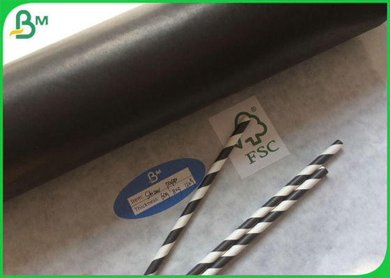 कॉफी या दूध चाय के लिए 60gsm एफएससी और एफडीए सर्टिफिकेट प्रिंट करने योग्य ब्लैक स्ट्रॉ फूड ग्रेड पेपर रोल