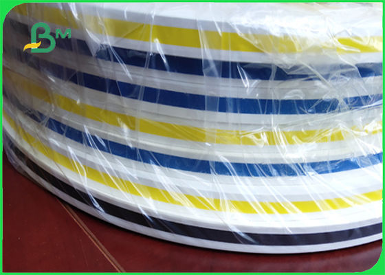 28g और 60g और 120g ब्लू स्ट्रॉ पेपर रोल्स लचीले FSC और FDA स्ट्रिप प्रिंटिंग