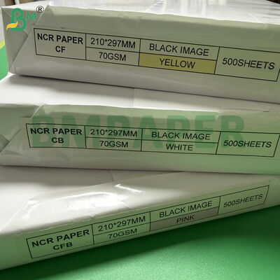 70 ग्राम डिजिटल एनसीआर कार्बनलेस पेपर ए4 210x297 मिमी सीएफबी गुलाबी सफेद पीठ के साथ