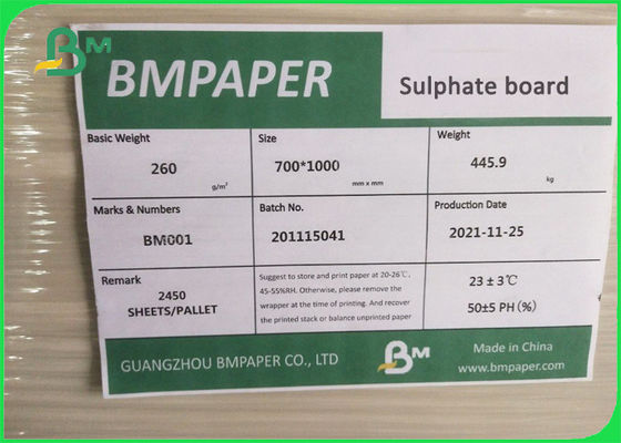 चिकनी सतह 260 ग्राम ठोस प्रक्षालित सल्फेट बोर्ड 23x36 इंच